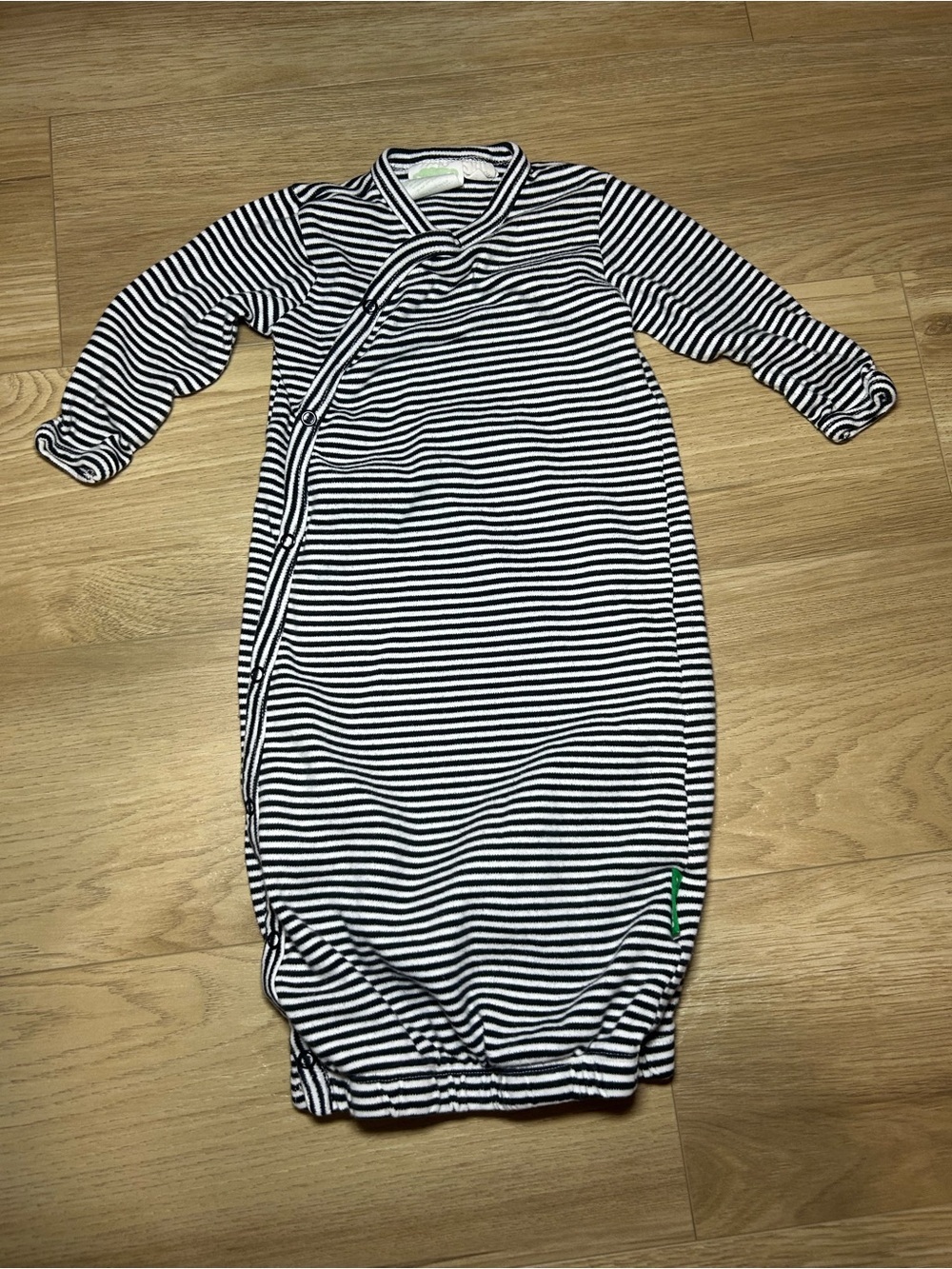Striped Black and White Infant Sleep Gown - Long Sleeve
